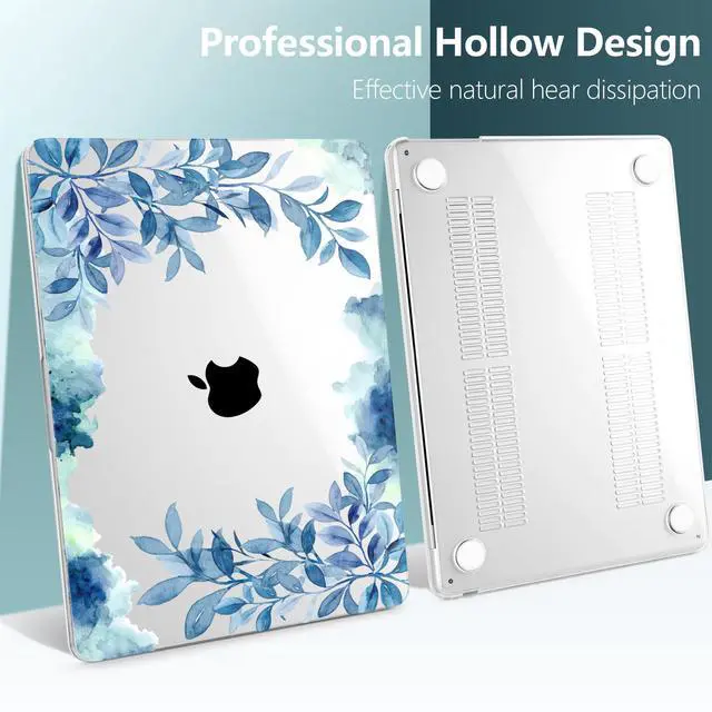 Alt view image 5 of 5 - TWOLSKOO for M4 MacBook Air 13.6 inch Case 2025-2022 Release M4 A3240 M3 A3113 M2 A2681, Plastic Hard Shell & Screen Protector & Keyboard Cover & Trackpad Film, Blue Floral
