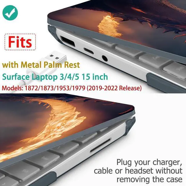 Alt view image 2 of 5 - Tuiklol Case for 15 Inch Microsoft Surface Laptop 5/4/3 2022-2020, Model 1979/1953/1872/1873 Hard Shell Cover, Keyboard Cover+Screen Protector+Dust Plugs, Fire Dragon