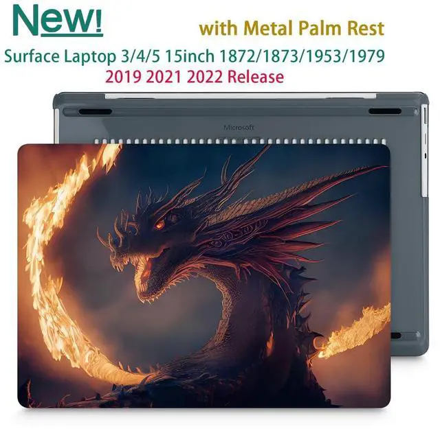Alt view image 4 of 5 - Tuiklol Case for 15 Inch Microsoft Surface Laptop 5/4/3 2022-2020, Model 1979/1953/1872/1873 Hard Shell Cover, Keyboard Cover+Screen Protector+Dust Plugs, Fire Dragon