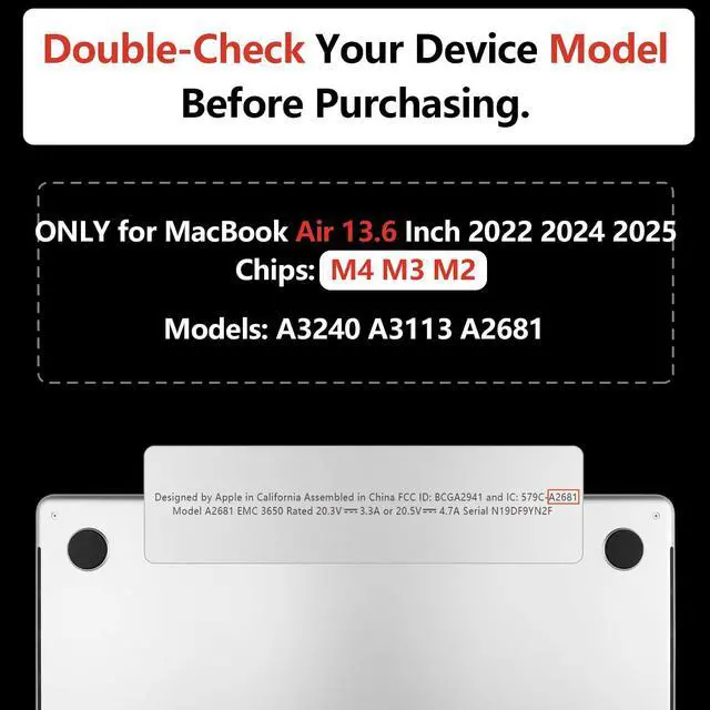 Alt view image 2 of 5 - TWOLSKOO Compatible with M4 MacBook Air 13.6 inch Case 2025-2022 Release M4 A3240 M3 A3113 M2 A2681, Plastic Hard Shell & Keyboard Cover & Type C Adapter & Screen Protector, Graphite Marble