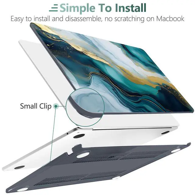 Alt view image 3 of 5 - TWOLSKOO Compatible with M4 MacBook Air 13.6 inch Case 2025-2022 Release M4 A3240 M3 A3113 M2 A2681, Plastic Hard Shell & Keyboard Cover & Type C Adapter & Screen Protector, Graphite Marble