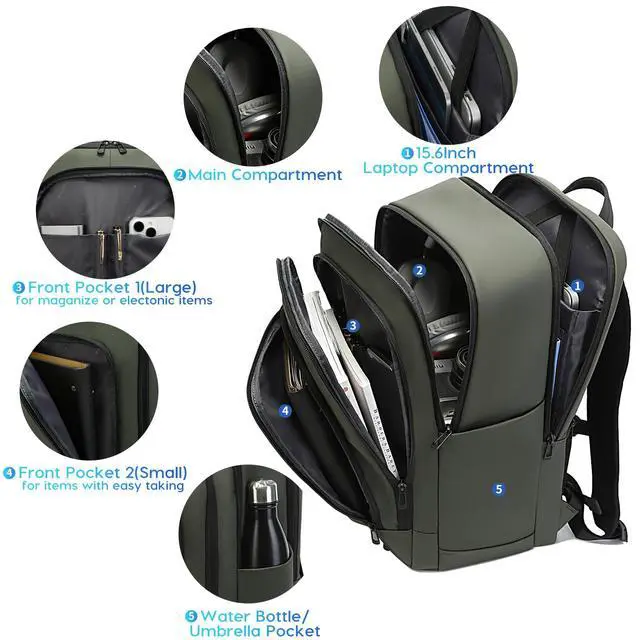 Alt view image 3 of 5 - BANGE 28L Lightweight Hiking Backpack, 15.6 Inch Laptop Rucksack for Travel & Outdoor, Water-Resistant Daypack for Commuting, Gym, Camping, and Business Trips  Unisex Design