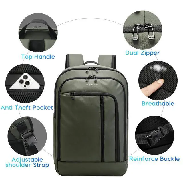 Alt view image 4 of 5 - BANGE 28L Lightweight Hiking Backpack, 15.6 Inch Laptop Rucksack for Travel & Outdoor, Water-Resistant Daypack for Commuting, Gym, Camping, and Business Trips  Unisex Design