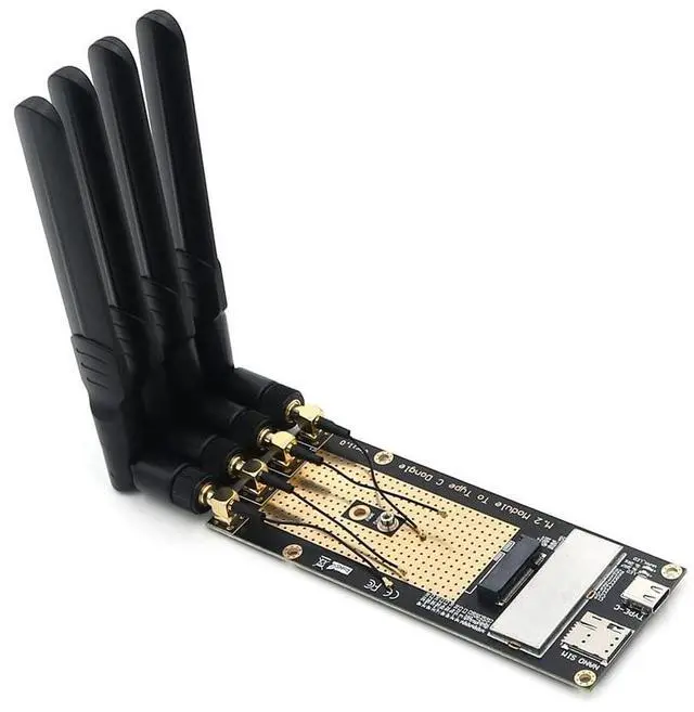 Alt view image 2 of 5 - M.2(M.2) 3G/4G/5G Module to Type C/USB 3.0 Adapter with Nano SIM Card Slot for RM500Q/RM500U /GM800/ SIM8200 Module with 4X 2.4G/5G Antenna