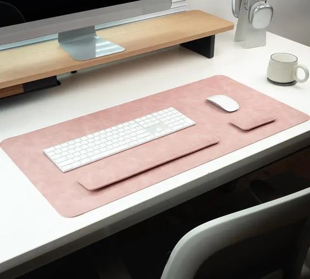 Alt view image 2 of 5 - RENMTURE Large Mouse Pad and Keyboard Wrist Rest, Desk Pad for Keyboard and Mouse, Large Gaming Mouse Pad with Wrist Support, Desk Mat for Work and Gaming (Pink)