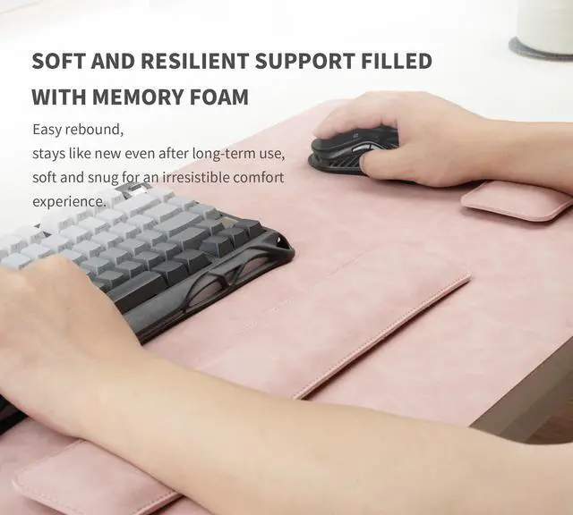 Alt view image 5 of 5 - RENMTURE Large Mouse Pad and Keyboard Wrist Rest, Desk Pad for Keyboard and Mouse, Large Gaming Mouse Pad with Wrist Support, Desk Mat for Work and Gaming (Pink)
