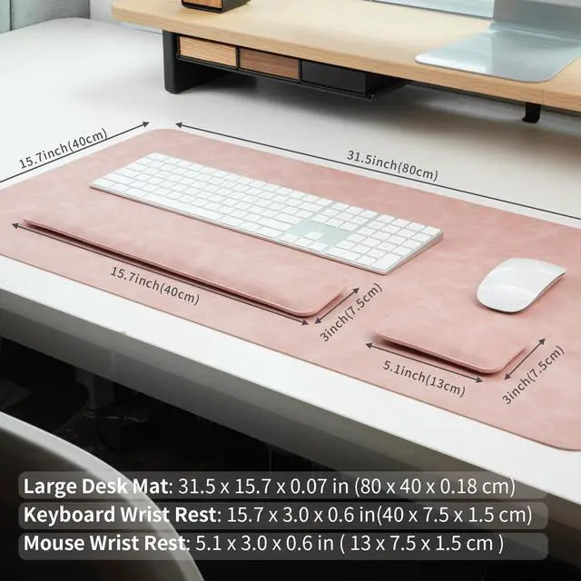 Alt view image 3 of 5 - RENMTURE Large Mouse Pad and Keyboard Wrist Rest, Desk Pad for Keyboard and Mouse, Large Gaming Mouse Pad with Wrist Support, Desk Mat for Work and Gaming (Pink)