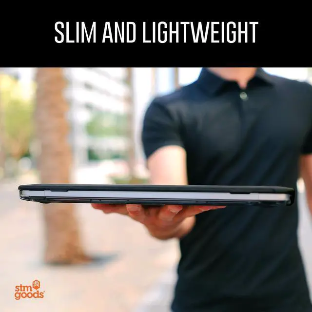 Alt view image 5 of 5 - STM Dux for MacBook Air (13-inch) - M4, 2025/M3, 2024/M2, 2022- Ultra Protective Case - Clear Transparent PC, Rugged Raised TPU Bumpers with Textured Rubber Feet - Black