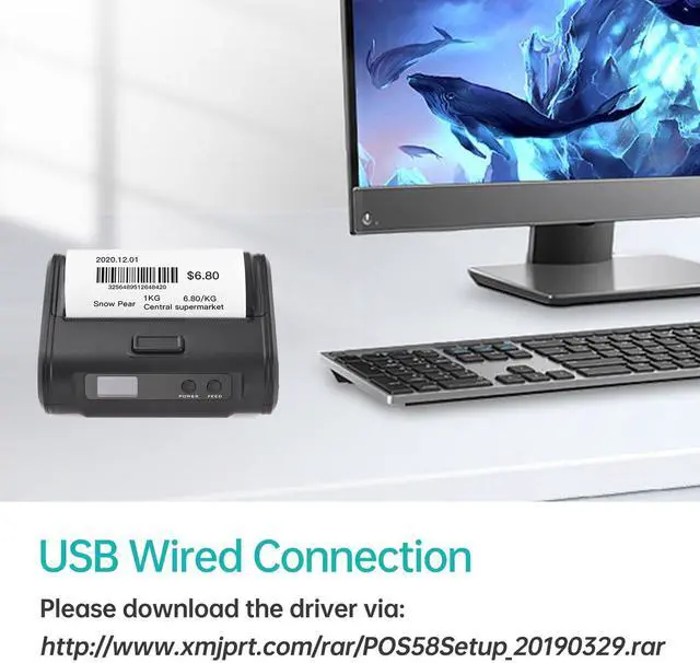 Alt view image 4 of 5 - Walfront Thermal Receipt Printer 4in Wireless BT USB Connection POS Printer 70mm / s Fast Printing 203dpi Resolution for Retail Market Delivery Tickets