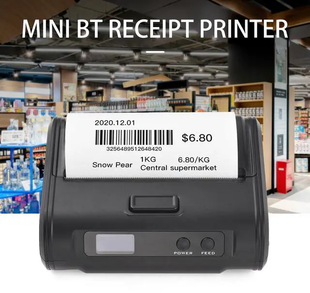 Alt view image 3 of 5 - Walfront Thermal Receipt Printer 4in Wireless BT USB Connection POS Printer 70mm / s Fast Printing 203dpi Resolution for Retail Market Delivery Tickets
