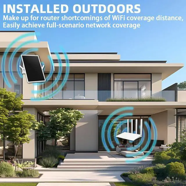 Alt view image 3 of 5 - LCLCTEK® WiFi Extender Signal Booster Solar Battery Outdoor, Long Range up to 300-feet, Internet 2.4G WiFi Extender Booster, Wireless Signal Booster WiFi Repeater 300Mbps,for 2.4G Modem Router LTE