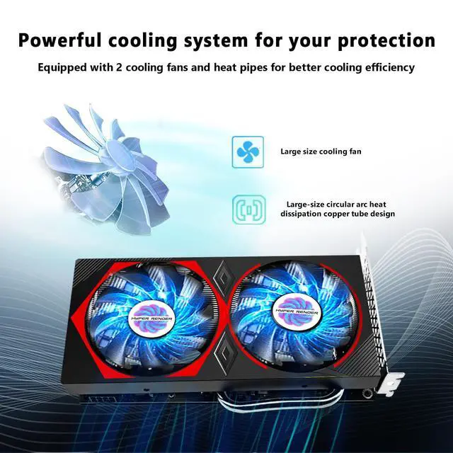 Alt view image 4 of 5 - HyperRender RTX 2060 Super Graphics Card 8GB GDDR6 1440p/4K Gaming GPU - Real-Time Ray Tracing & AI DLSS 3.0 with Dual FrostBlade Fans Ultra-Silent 1650MHz Boost with DP/HDMI Display Tarjeta Gráfica