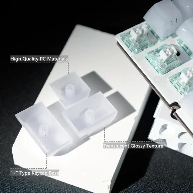 Alt view image 4 of 5 - Womier Keyboard Keycaps Jelly - Ceramic Keycaps Style, Clear White Key Cap, Transparent Side Printed Custom 60 65 75 100 Percent for Cherry MX, Outemu, Gateron Mechanical Keyboards(MDA Profile)