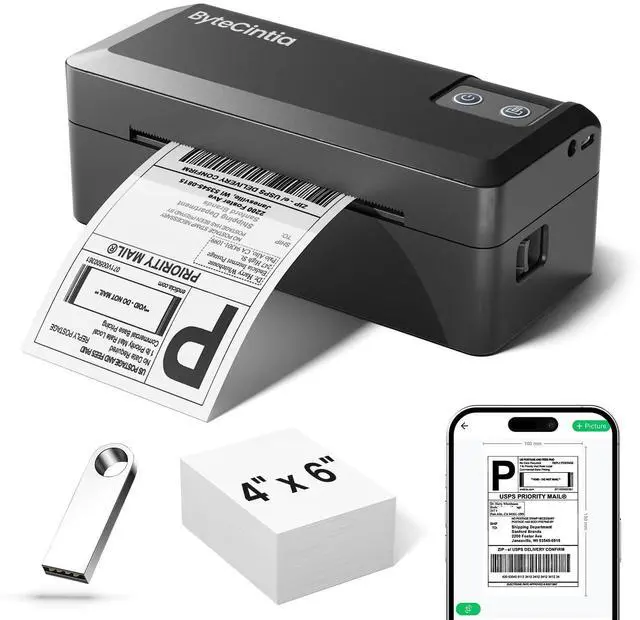 Main image of ByteCintia Bluetooth Thermal Shipping Label Printer, 4x6 Shipping Label Printer for Small Business, Support Android, iOS, Windows & Mac, Works with Amazon, Ebay, Shopify, Etsy