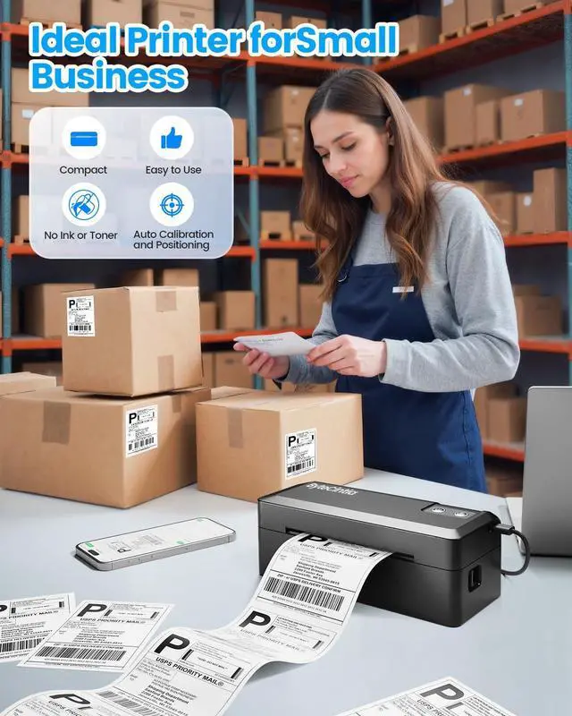 Alt view image 5 of 5 - ByteCintia Bluetooth Thermal Shipping Label Printer, 4x6 Shipping Label Printer for Small Business, Support Android, iOS, Windows & Mac, Works with Amazon, Ebay, Shopify, Etsy
