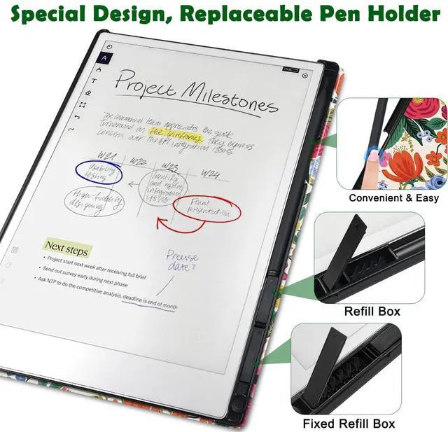 Alt view image 3 of 5 - Aippdo Case for Remarkable Paper Pro Tablet 11.8" (Released in 2024), Hard Back Shell Protective Book Folio Cover with Built-in Pen Holder, with Auto Sleep/Wake Function.