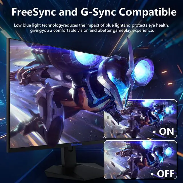 Alt view image 3 of 5 - Sealan 27 inch Gaming Computer Monitor,QHD 2560x1440, 180Hz,1ms, Height Adjustable,FreeSync, sRGB 99% Color Gamut, HDR10,2X HDMI 2.0,2X Display Port,PC Monitor Support Wall Mount Install(75 * 75mm)