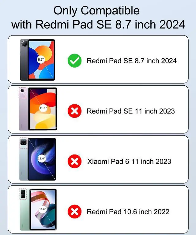 Alt view image 2 of 5 - WINCHKING Backlit Keyboard with Case for Redmi Pad SE 8.7-Inch 2024,7 Colors Backlit, Detachable Bluetooth Wireless Keyboard with Multi-Angle Stand Folio Cover,Black