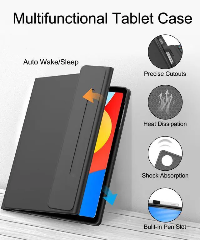 Alt view image 3 of 5 - WINCHKING Backlit Keyboard with Case for Redmi Pad SE 8.7-Inch 2024,7 Colors Backlit, Detachable Bluetooth Wireless Keyboard with Multi-Angle Stand Folio Cover,Black