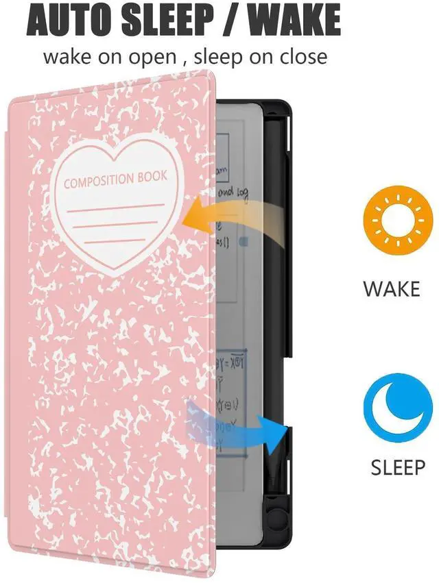 Alt view image 2 of 5 - E NET-CASE Case for Remarkable Paper Pro Move 7.3", Skin Touch Feeling Book Folio Cover with Built-in Pen Holder for Remarkable Paper Pro Move 7.3" 2025 Released (Pink Love)