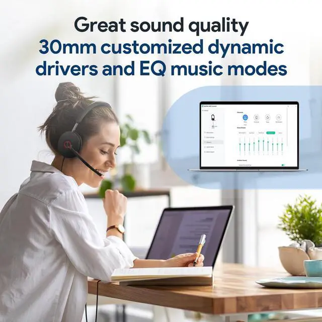 Alt view image 5 of 5 - Yealink UH48 ANC Wired Headset with Microphone, Active Noise Cancelling USB Headphones for PC, MS Teams Certified Works with All Other Call Platforms, All Day Comfort, Mute Button