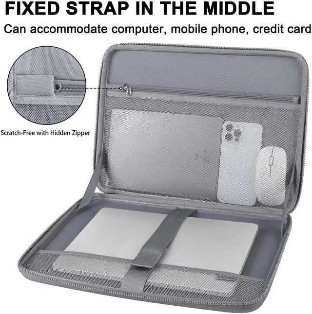 Alt view image 5 of 5 - DOMISO 15.6 Inch Laptop Hard Case, Waterproof Shockproof Hard Shell Laptop Sleeve Protective Computer Bag for Most 15-15.6" Laptops/Macbook Pro/Lenovo IdeaPad/HP ENVY/Dell XPS, Silver