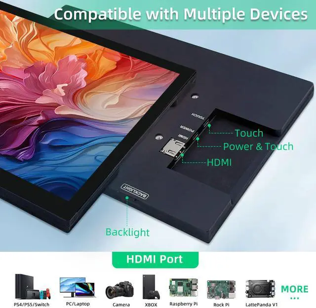 Alt view image 2 of 5 - iUoyoMon 10.1 Inch Mini Monitor, 1280 X 800 Small HDMI Screen Display IPS LCD Display for PC Laptop Raspberry Pi Game Consoles