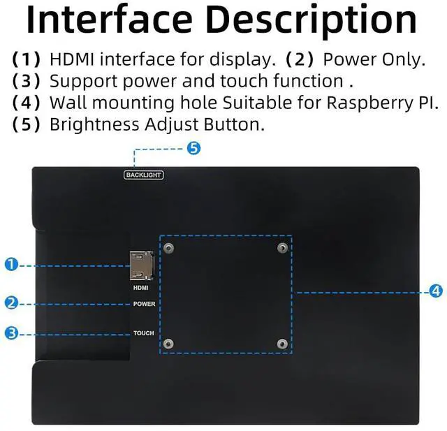 Alt view image 5 of 5 - iUoyoMon 10.1 Inch Mini Monitor, 1280 X 800 Small HDMI Screen Display IPS LCD Display for PC Laptop Raspberry Pi Game Consoles