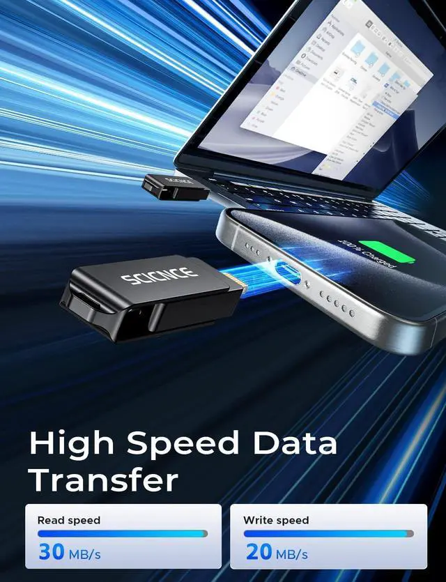 Alt view image 3 of 5 - SCICNCE 256GB Flash Drive Intended for iPhone, USB Memory Stick Storage Backup for Photos Videos, Plug and Play No APP Required, Compatible with iPhone iPad Android and Computers (Metal Gray)