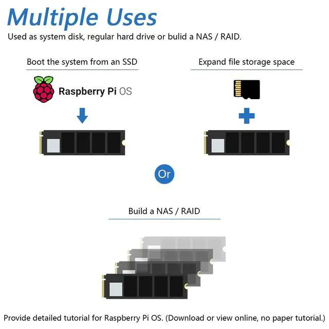 Alt view image 3 of 5 - Freenove 256GB M.2 NVMe SSD for Raspberry Pi 5 M.2 HAT Adapter NAS Kit, Solid State Drive, Size 2280, PCIe 2.0/3.0, Tested Speed 800 MB/s