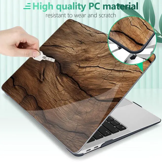Alt view image 5 of 5 - Yebiseven for M1 MacBook Air 13 inch Case 2021 2020 2019 2018 Model A2337/A2179/A1932, Laptop Hard Shell Case with Keyboard Cover & Trackpad Protector & 2 OTG Adapters, Wood Pattern