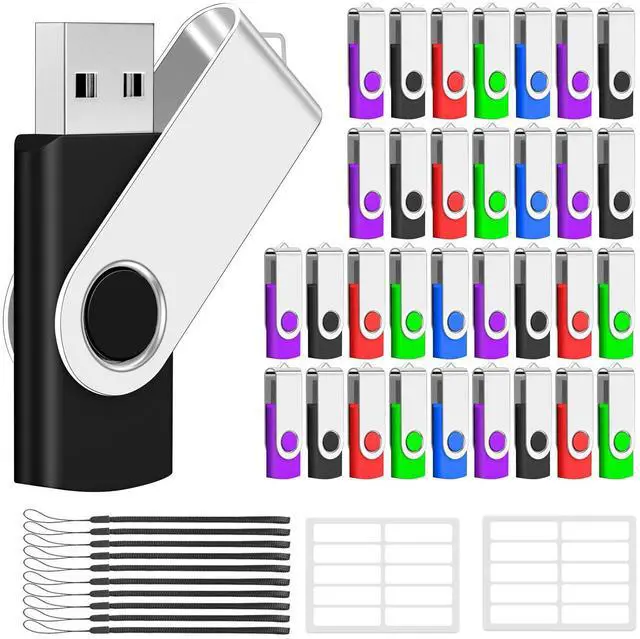 Main image of Aretop 4GB Bulk Flash Drives 100 Pack USB 2.0 Flash Drive Bulk Swivel Memory Stick Jump Drive Pen Drive with Lanyards (Mixed Colors 100pcs)