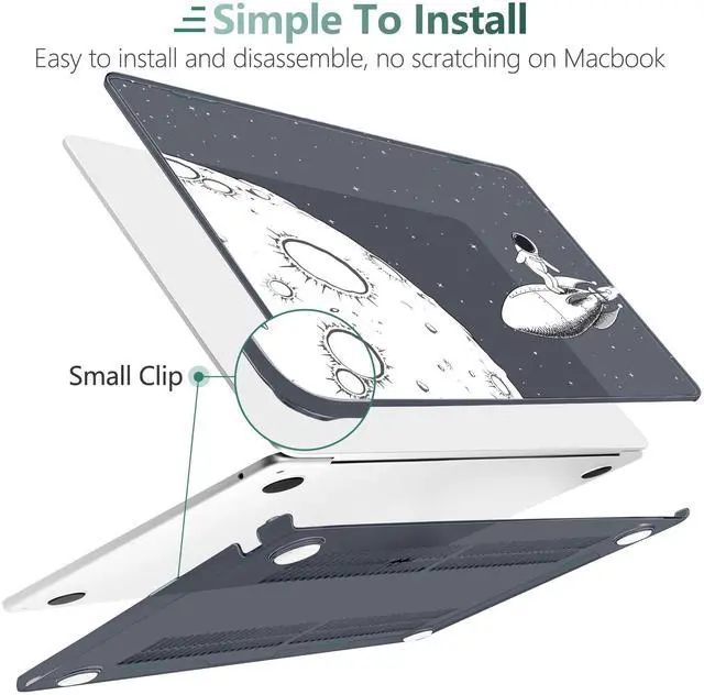 Alt view image 3 of 5 - TWOLSKOO for MacBook Air 15 inch Case 2025 2024 2023 Release M4 A3241 M3 A3114 M2 A2941, Plastic Hard Shell & Screen Protector & Keyboard Cover & Type C Adapter, Flying Astronauts