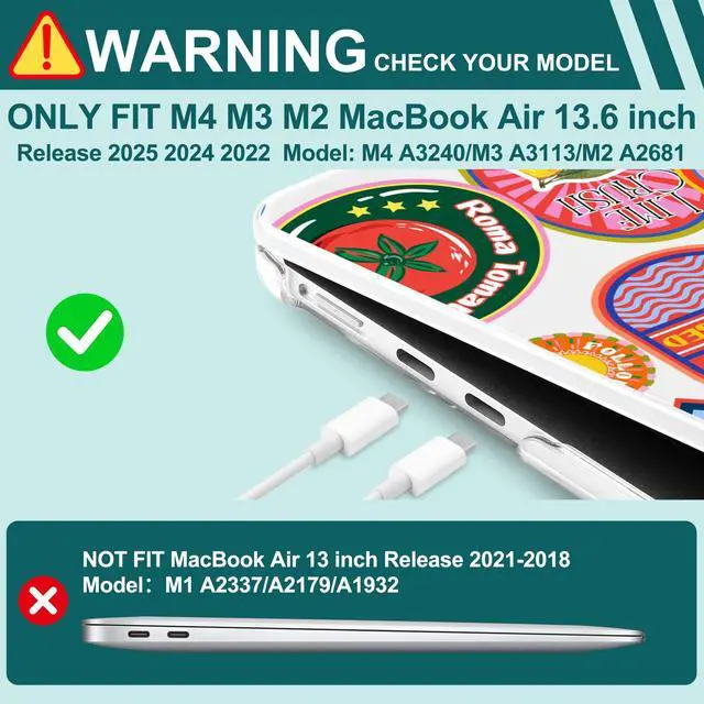 Alt view image 4 of 5 - Yebiseven for MacBook Air 13.6 Inch M4/M3/M2 Case 2025 2024 2023 2022 Released A3240/A3113/A2681, Laptop Hard Shell Case with Keyboard Cover & Trackpad Protector & 2 OTG Adapters, Summer Escape