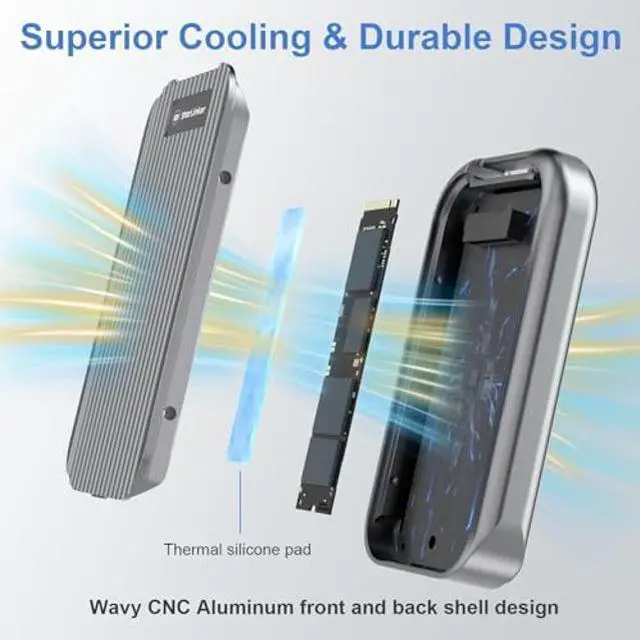 Alt view image 4 of 5 - StarLinker 40Gbps M.2 NVMe SSD Enclosure, USB-C Anti-dust Aluminum External Hard Drive Enclosure, for M1 Pro/Max Mac, Support SSD 2280 B+M M-Key PCle, Compatible with Thunderbolt 4/3, USB4/3 and More