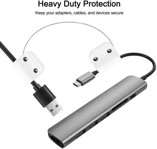 Alt view image 2 of 5 - Pomreck Security Clamp for Universal HDMI Adapter Ring, Cable Adapter Tether for Computer VGA,HDMI,Displayport,Mini DP Dongle for Conference Room Teaching Accessories White