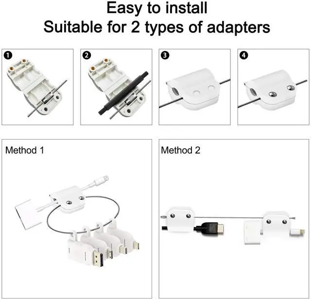 Alt view image 4 of 5 - Pomreck Security Clamp for Universal HDMI Adapter Ring, Cable Adapter Tether for Computer VGA,HDMI,Displayport,Mini DP Dongle for Conference Room Teaching Accessories White