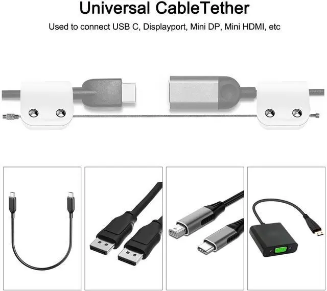 Alt view image 5 of 5 - Pomreck Security Clamp for Universal HDMI Adapter Ring, Cable Adapter Tether for Computer VGA,HDMI,Displayport,Mini DP Dongle for Conference Room Teaching Accessories White