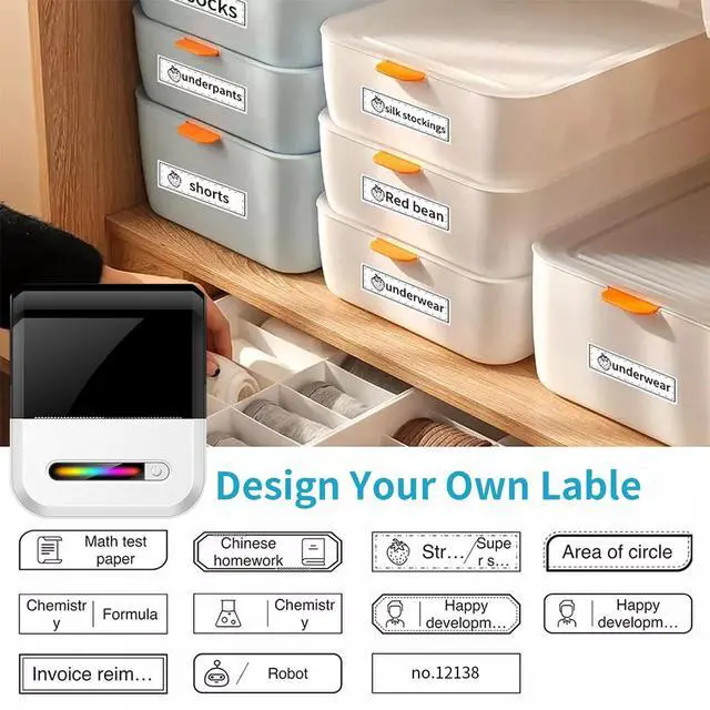 Alt view image 4 of 5 - Hipasosy U1 Label Maker Machine,Portable Thermal Label Printer,Mini Bluetooth Inkless Label Stickers Makers for Home Storage School Business Office,Labeler Compatible with iOS & Android(Black)