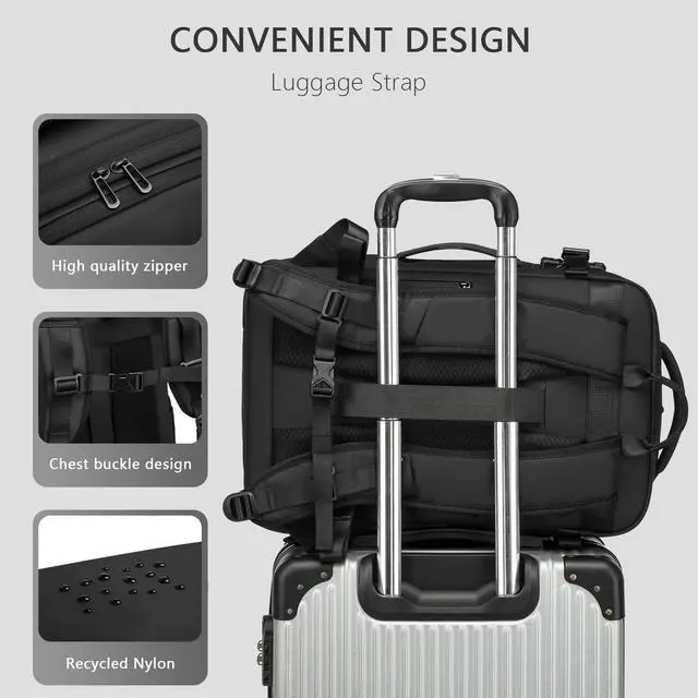Alt view image 5 of 5 - BOXFABLE Vacuum Seal Travel Backpack 45L - Expandable Air Compression System, Water-Resistant, Carry-On Suitcase Luggage with TSA Lock Fits 18" Laptop - Vacuum Pump Included(Black)