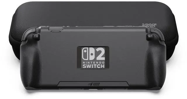 Main image of Savage Raven by Skull & Co. StandGrip Bundle for Nintendo Switch 2: Protective Case with Textured Grips Full Protection, Shock-Absorption Non-Slip and Anti-Scratch Cover (with Carrying Case)- Black