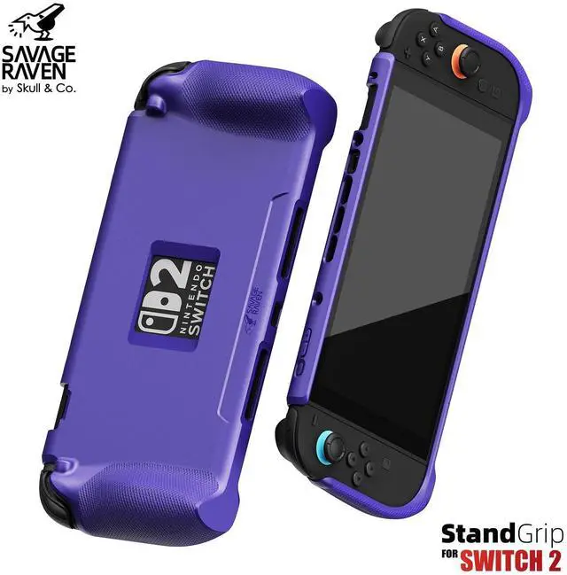 Alt view image 2 of 5 - Savage Raven by Skull & Co. StandGrip Bundle for Nintendo Switch 2: Protective Case with Textured Grips Full Protection, Shock-Absorption Non-Slip and Anti-Scratch Cover (with Carrying Case)- Black