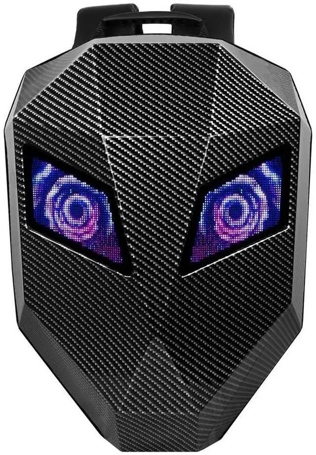 Main image of Gelrova Knight Motorcycle Backpack with LED Eyes, App Control Waterproof Hard Case Motorbike Bag, DIY Laptop Backpack for Riding, Cycling, Travel, Large Size 19in, Carbon fibre texture