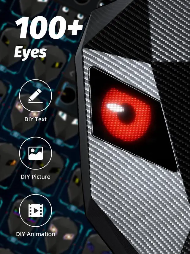 Alt view image 4 of 5 - Gelrova Knight Motorcycle Backpack with LED Eyes, App Control Waterproof Hard Case Motorbike Bag, DIY Laptop Backpack for Riding, Cycling, Travel, Large Size 19in, Carbon fibre texture