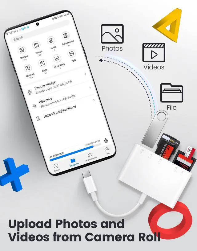 Alt view image 4 of 5 - Oyuiasle USB C SD Card Reader, USB-C to SD MicroSD XD Picture MS Memory Stick Cards, Type C 5 Slots Memory Card Adapter for iPhone 15 iPad Mac Laptop MacBook and Android Galaxy More USBC Devices