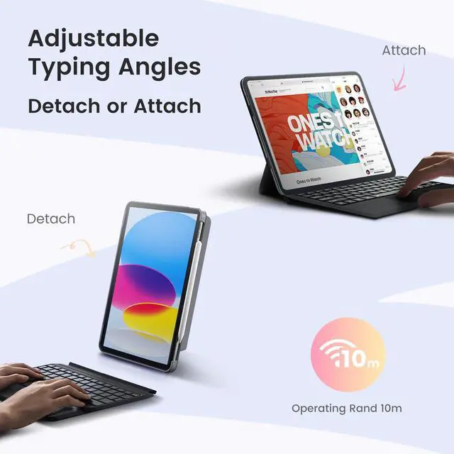 Alt view image 3 of 5 - Sunnymark Surface Pro 7 Keyboard, 7 Color Backlight Wireless Keyboard for Microsoft SurfacePro 7+/6/5/4/3 Type Cover, Ultra-Slim Design with Strong Magnetic Attachment