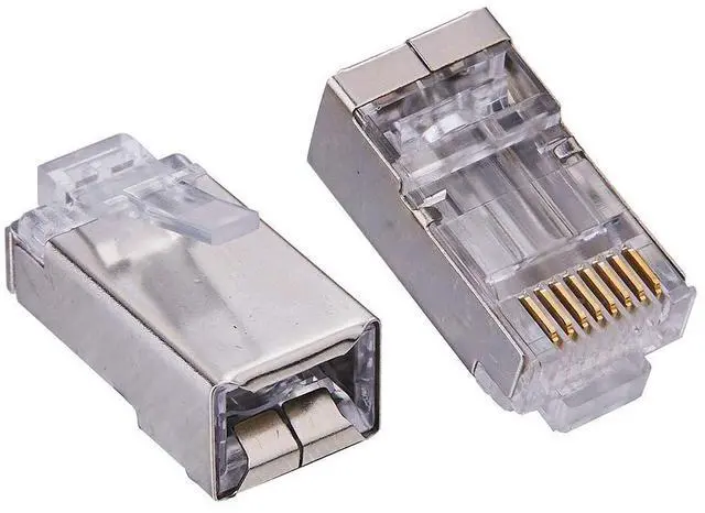 Main image of SATMAXIMUM Shielded Cat6 RJ45 Connectors Gold Plated RJ45 8P8C FTP Ethernet Cable Crimp Modular Plug (50/100 Pack) (100)