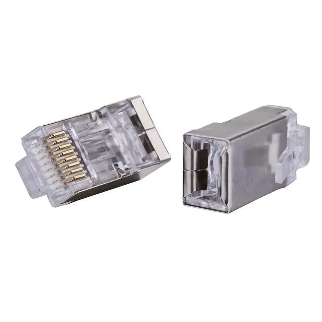 Alt view image 2 of 4 - SATMAXIMUM Shielded Cat6 RJ45 Connectors Gold Plated RJ45 8P8C FTP Ethernet Cable Crimp Modular Plug (50/100 Pack) (100)