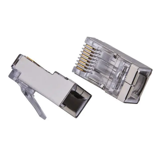 Alt view image 4 of 4 - SATMAXIMUM Shielded Cat6 RJ45 Connectors Gold Plated RJ45 8P8C FTP Ethernet Cable Crimp Modular Plug (50/100 Pack) (100)