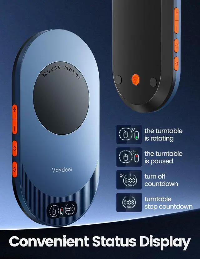 Alt view image 4 of 5 - Vaydeer Air 3 Ultra Mouse Mover with APP, Ultra Slim Mouse Jiggler with Timer Function, Undetectable & Noiseless, Simulates Realistic Mouse Movement, Driver-Free, Keeps PC Active (Sky Blue)
